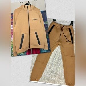 By The Nelk Boys for Men Full Send Hoodie and Sweatpants Set Tan Size M Mens NWT